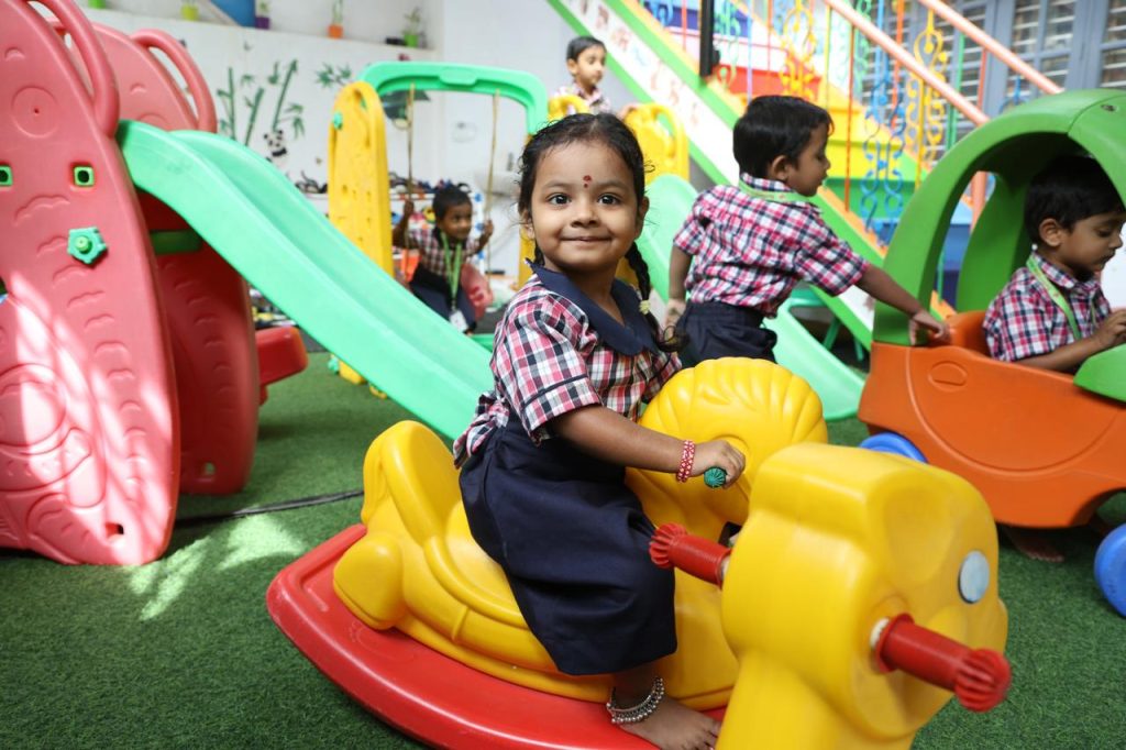 Children playing in the Butterflies Montessori play area